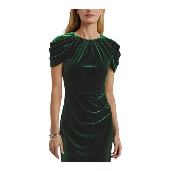 Lauren Ralph Lauren Green Velvet Sheath Dress – Size 6 – NWT - Picture 4 of 6